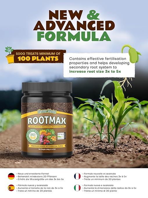 RootMax - Mycorrhizal Fungi | Rooting Powder for All Plants, Trees, Flowers & Edibles | Direct to Root Inoculant | Treats 15 Plants (500 g/17.63 oz)