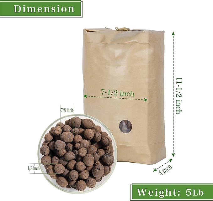 D'vine Dev Ceramic Planter Filler Balls 8qt, Expanded Porous Clay Pebbles Beads for Hydroponic, Gardening, Orchids, 97-F-2