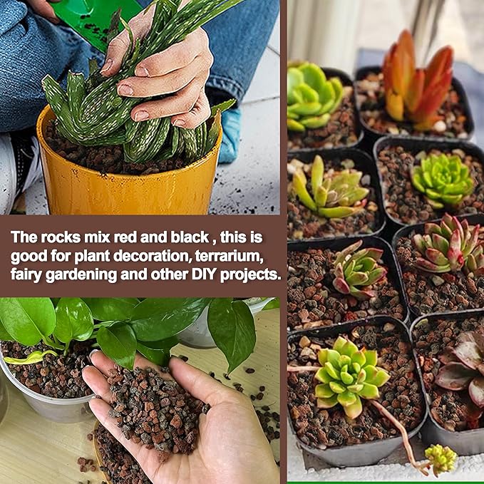 7lb Mix Lava Rocks for Plants-Horticultural Volcanic Rock Gravel for Landscaping Plants Drainage, Succulents, Bonsai, Vase Fillers, Terrarium Plants, Top Dressing