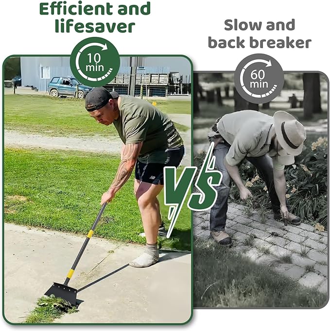 Manual Weeder, Detachable Garden Flat Shovel Scraper, 2 Spades,74 Inch Long Multifunctional Garden Cleaning Shovel, Heavy Duty Floor Scraper,Metal Weeding Scraper for Lawn Edging