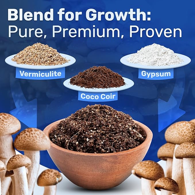 Surfin' Spores Dry Mushroom Substrate Mix | Produces 10 Pounds of Pasteurized Substrate | CVG Mix (Coco Coir, Vermiculite, Gypsum)