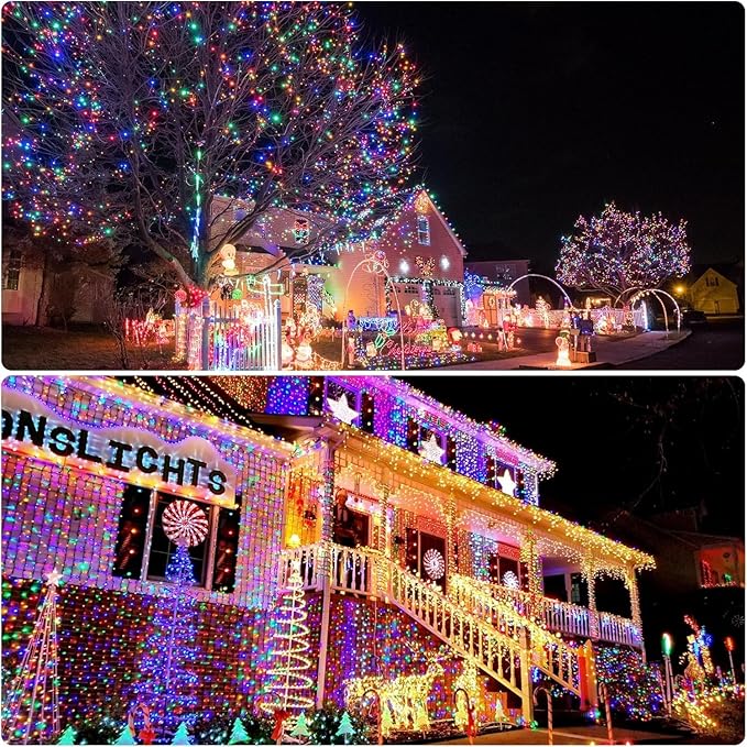 Solar Christmas Lights Outdoor, Upgraded 137FT 400LED Power with Remote,19 Modes Waterproof Solar String Lights for Outside Garden Home Christmas Decorations (Multicolor)
