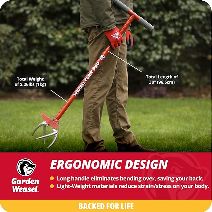 Garden Weasel Claw Pro - 3-in-1 | Cultivate, Loosen, Aerate, Weed | Gardening Hand Tiller, Twist Weeding Tool, Digging Fork, Cultivator, Soil Loosener | 91334