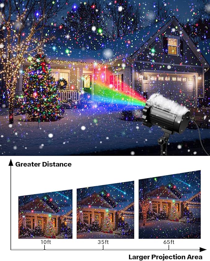 Laser Christmas Projector Lights Outdoor, Christmas Decorations Stars Light Show, Holiday Projector Decorations for House/Garden/Party
