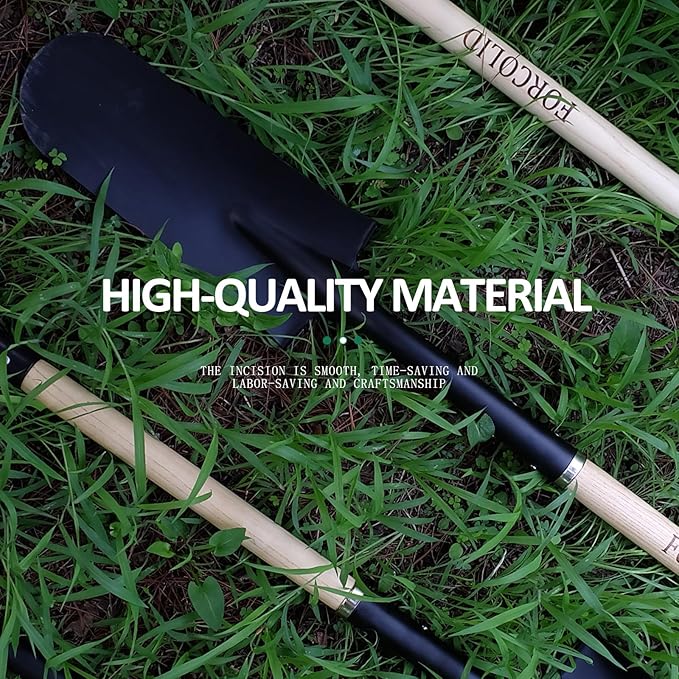 Drain Spade Shovel, Garden Drain Spade, Trenching Shovel, Woode D-Handle, Steel Y-Grip, 45 Inch Spade Shovel for Digging Transplanting & Edging