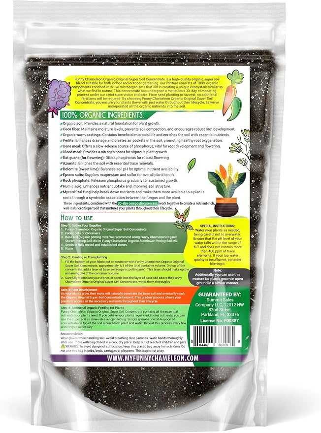 Organic Original Super Soil Concentrate with Mycorrhizae – Living Soil Boosts Roots & Buds for Seeds & Clones - Indoor & Outdoor Growing - Mix 1:4 with Topsoil Potting Soil (3 quarts)