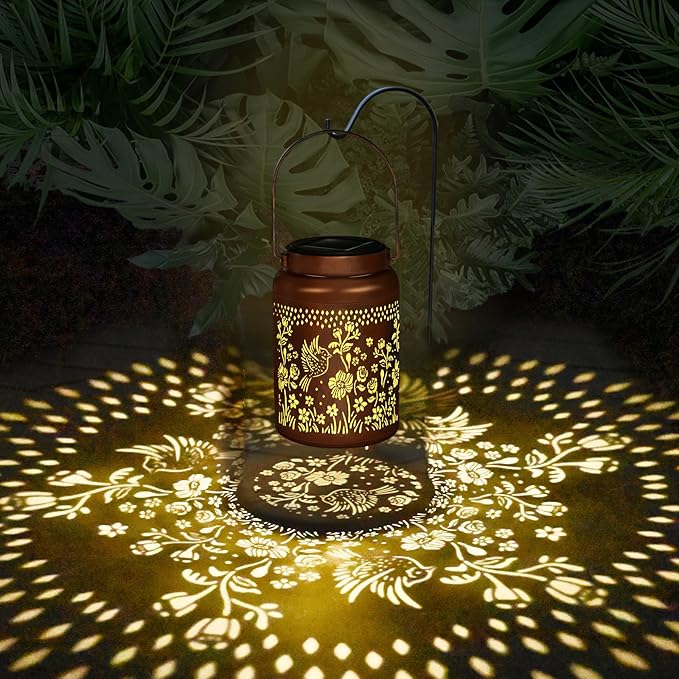 Cardinal Solar Lanterns Outdoor Waterproof Garden Decor Birthday Gifts for Women Mom Grandma Metal Hanging Hummingbird Solar Lights for Outside LED Lanterns for Yard Patio Lawn Pathway Landscape