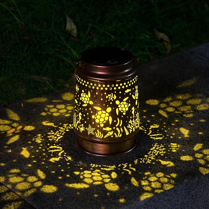 kyoryuger Sea Turtle Solar Lanterns Outdoor Turtle Gifts for Women Mom Grandma, Turtle Lovers Gifts, Birthaday for Mom Metal Decorative Lanterns for Yard Patio Lawn Solar Garden Decor