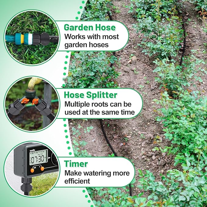 Soaker Hose 100FT for Garden Beds - 3/4" Heavy Duty Double Layer Drip Irrigation Hose, Save 85% Water- Linkable Flat Soaker Hose for Lawn Flower Bed Vegetable Field Effective Watering (50FT x 2Pack)