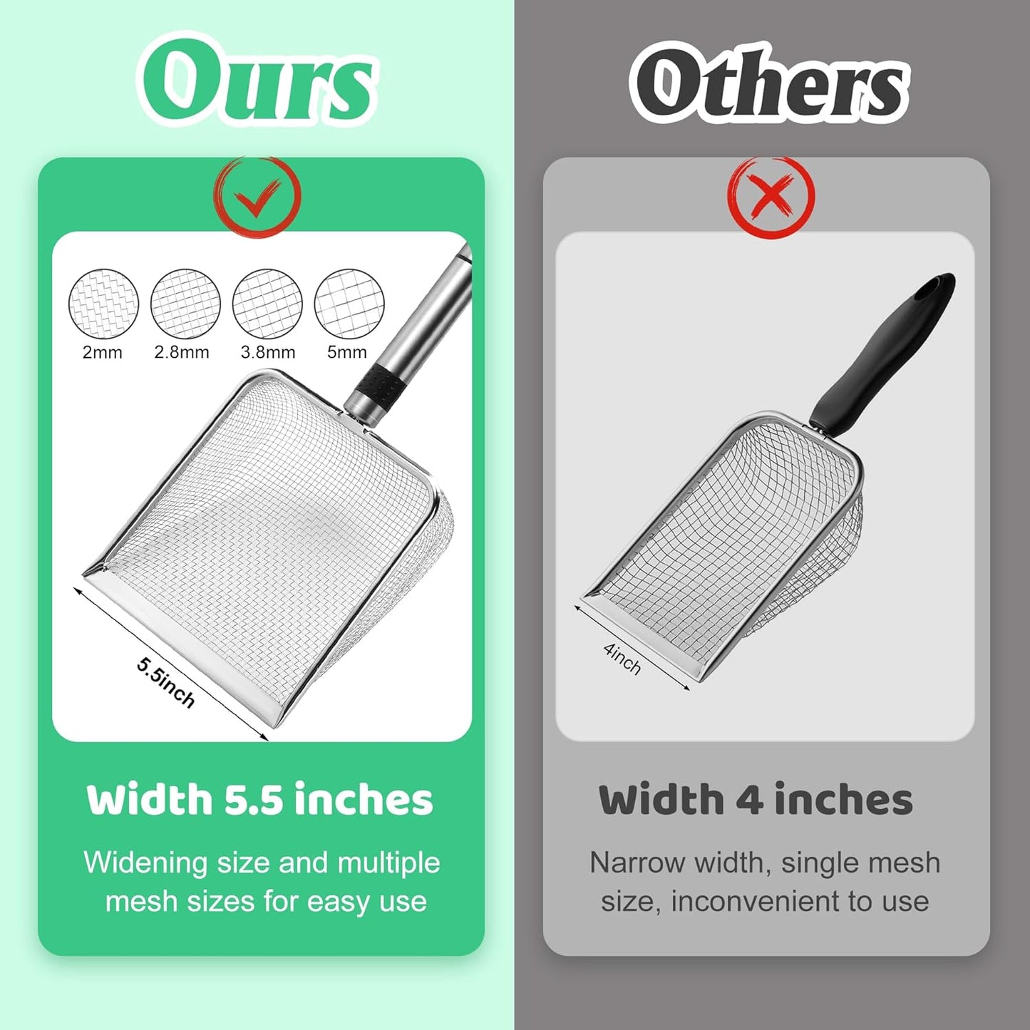 Adnee 2 Pcs Gardening Soil Sifter-Garden Sieve Sifter with Handle (3.8/5 mm Mesh)-Portable Gardening Sifter for Gradening Sand Soil Dirt Compost