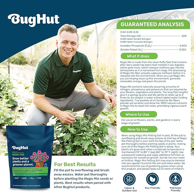 Magic Mix Peat Free Organic Potting Soil for Indoor Plants and Outdoor – Nutrient-Rich Garden Soil for Vegetables, Fruits, Herbs, and Flowers – Potting Mix Moisture Retaining, 5 lb Bag