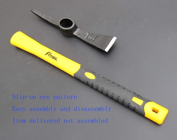 Forged Adze Pick, Weeding Mattock Hoe, Pick Axe 15-Inch, One Piece Intact Drop Forged, Plastic Coated Fiberglass Handle, 1.4LB