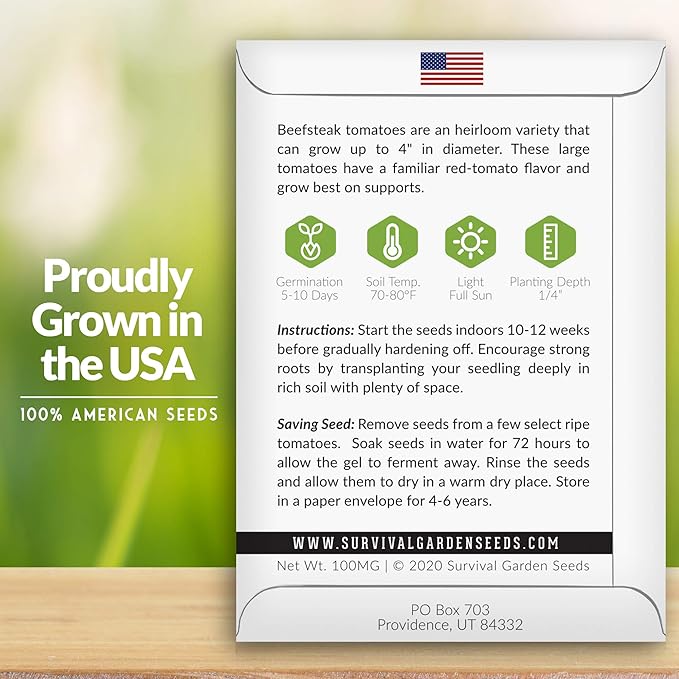 Survival Garden Seeds - Beefsteak Tomato Seed for Planting - Packet with Instructions to Plant and Grow Delicious Tomatoes in Your Home Vegetable Garden - Non-GMO Heirloom Variety - 3 Pack