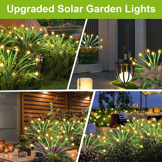 Aogist Solar Garden Lights Outdoor Waterproof,6 Packs 60 LED,Sway by Wind, Yard Patio Pathway Decoration, High Flexibility Iron Wire & Heavy Bulb Base,Warm White