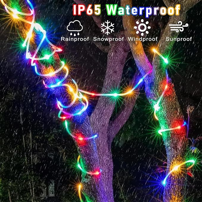 Rope Lights for Outside, 100FT 300 LED Plug in Christmas Lights Outdoor with Waterproof 8 Modes, Connectable String Light for Indoor House Patio Garden Party Easter Decorations, Multicolor