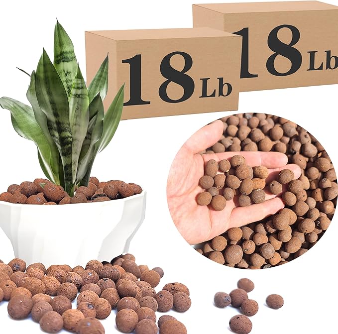 Voulosimi Clay Pebbles Hydroponic Rocks Organic Ceramsite Grow Media for Horticultural,Orchids,Drainage (36LB)