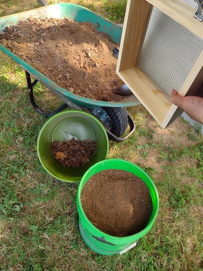 Wood Soil Sifter Metal Dirt Sifter Purpose Garden Sifter Rock Sifter Compost Sifter for Gardening ﻿ (2 Pcs Sifter/Extension Boards)