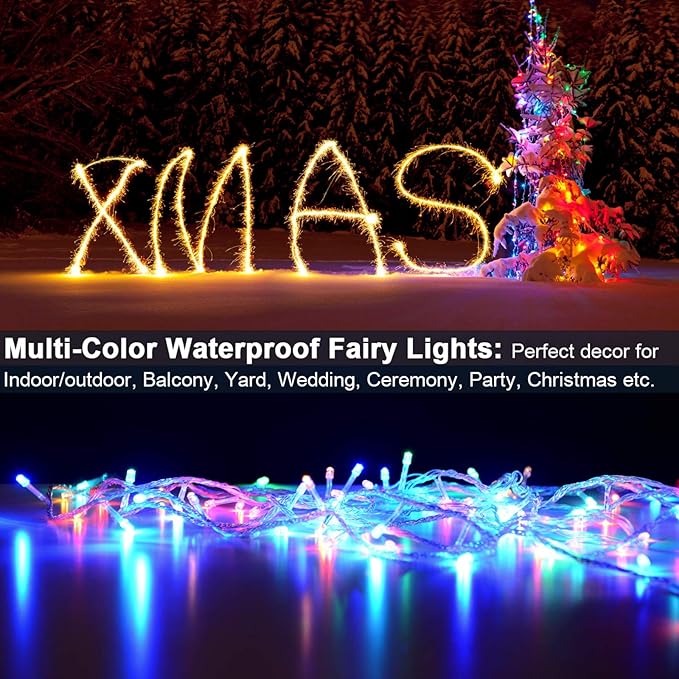 Decute 800 LED 272FT Christmas String Lights 8 Modes with Timer Function, Waterproof Twinkle Fairy Lights for Christmas Tree Party Wedding Yard Garden Outdoor Indoor Decorations, Multicolor