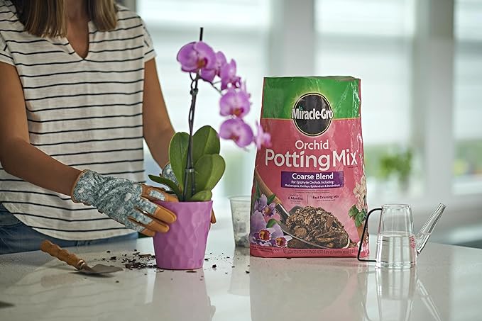 Miracle-Gro Orchid Potting Mix Coarse Blend, For Indoor or Outdoor Container Plants, Feeds for up to 6 Months, 8 qt., 3-Pack
