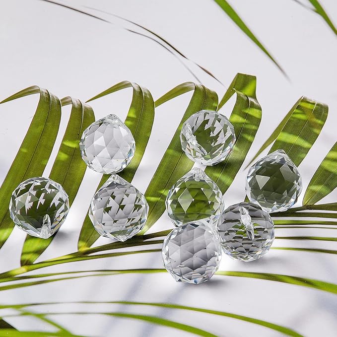 MerryNine 30mm Clear Crystal Ball Prism with 20 Pcs Metal Rings Sun Shine Catcher Rainbow Pendants Maker, Hanging Crystals Prisms for Windows, for Feng Shui, for Gift (30mm/1.18" 20pack)