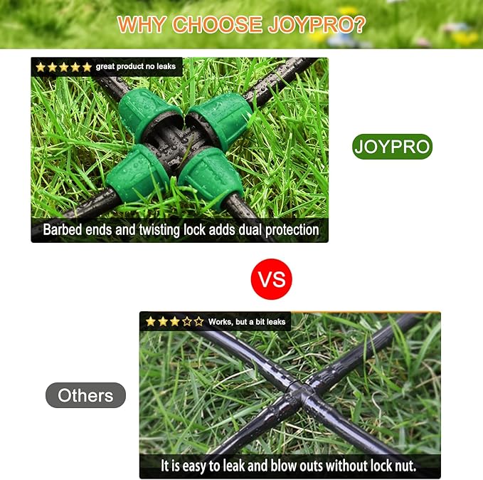 1/4 Inch Drip Irrigation Fittings, Lock Barbed 4 Way Couplings for ¼ in. Tubing, 25 Pieces Drip Irrigation Parts Locked Cross Connectors, Drip Line Nuts Connectors for 1/4" Drip Irrigation Hose