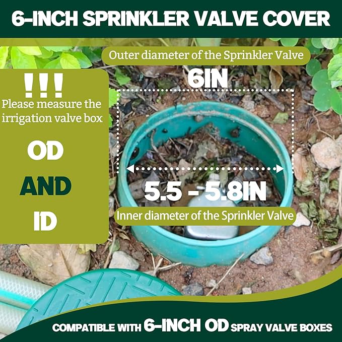 4 Pack - Sprinkler Valve Cover for Outside, 5.5" ID 6" OD Irrigation Valve Box Cover, Sprinkler Box Covers for Protection of Irrigation Systems, Green