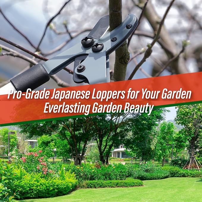 SUIZAN Anvil Hand Loppers 18" - Professional Japanese Branch Cutter Lightweight Compact Tree Trimmer Gardening Tools