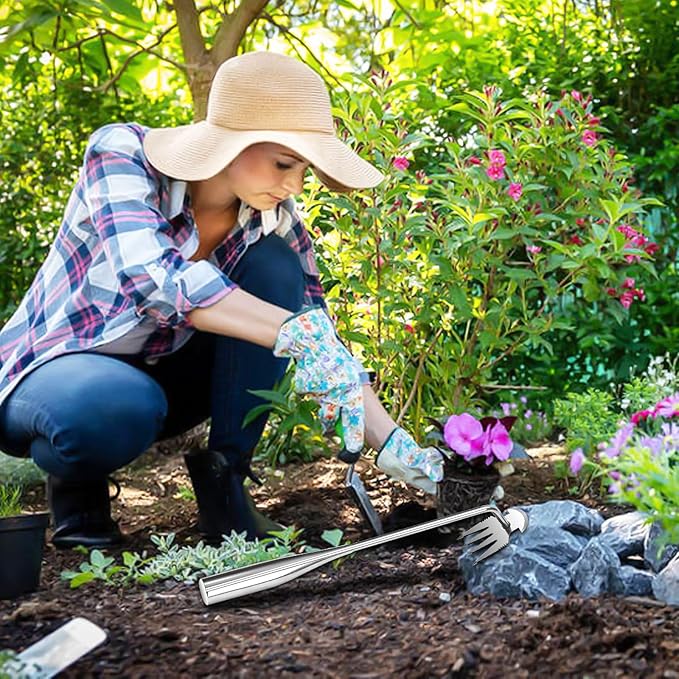 LANBOUY 2 Pack Weed Rake Puller Gardening Weed Garden Hand Weed Puller Tool, Yard Weed Puller Gardening Small Weeding Rake, for Lawn Farm Farming Remover Weed Puller