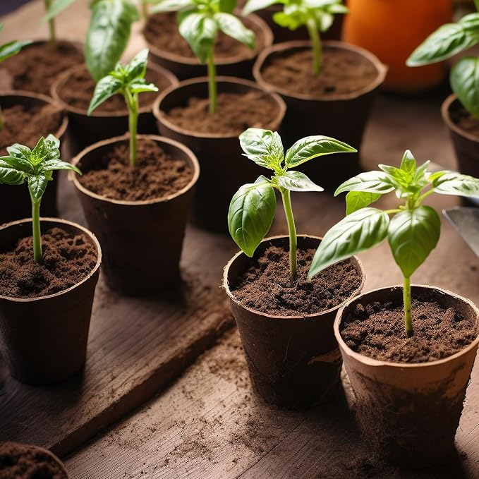 ANGTUO 102 Pcs Peat Pots for Seedlings, 3.14 inch Biodegradable Seed Nursery Pot with Drainage Holes, Seedling Pots Include 50 Labels