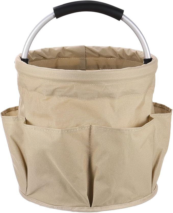 HARFINGTON Garden Tool Bag 17L Large Oxford Waterproof with Pockets Garden Tote Bag Gardening Plant Tool Organizer Storage Carrier Store for Outdoor Women Men, Khaki