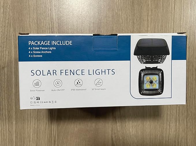 4 Pack Solar Step Lights Outdoor Waterproof, Solar Wall Lights Outdoor, Last All Night, Solar Fence Lights for Fence Garden Step Yard Decking Patio (Blue)