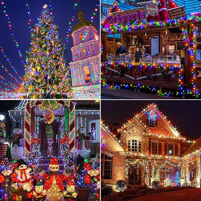Solar Christmas Lights Outdoor, Upgraded 137FT 400LED Power with Remote,19 Modes Waterproof Solar String Lights for Outside Garden Home Christmas Decorations (Multicolor)