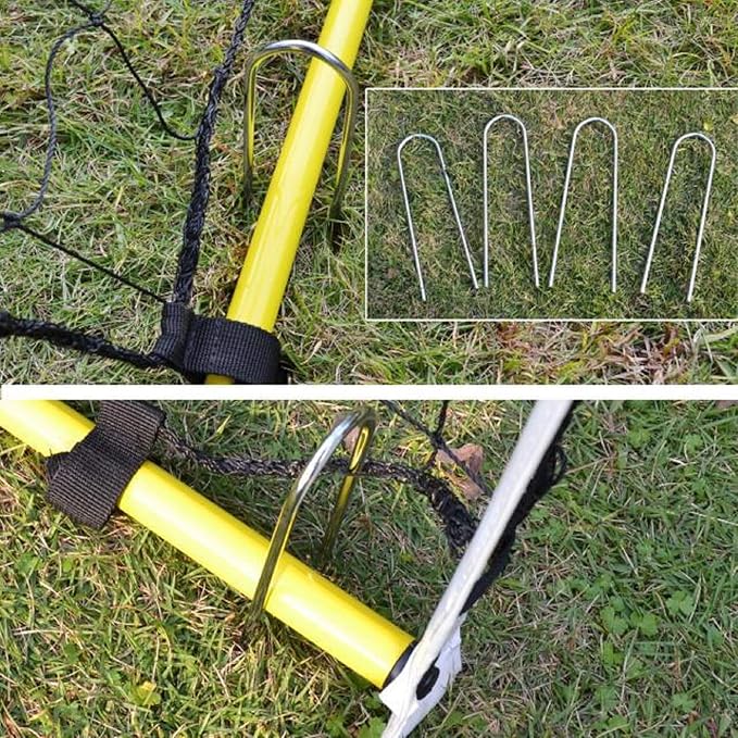 AAGUT 100x Metal Garden Stakes Tent Drip Line Irrigation Stakes,12 Inch Round Top Yard Chicken Wire Staples,Soaker Hose Tubing Spikes Landscape Fabric Staples, Sod Fence Lawn Ground Weed Barrier Pins