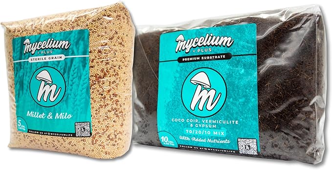 Mycelium's Dung-Loving Mushroom Monotub Bundle – 10LB Substrate & 5LB Millet/Milo | Expertly Prepared for Peak Mycelium Growth | Nutrient-Dense for Home Growers | Complete with Cultivation Enhancer