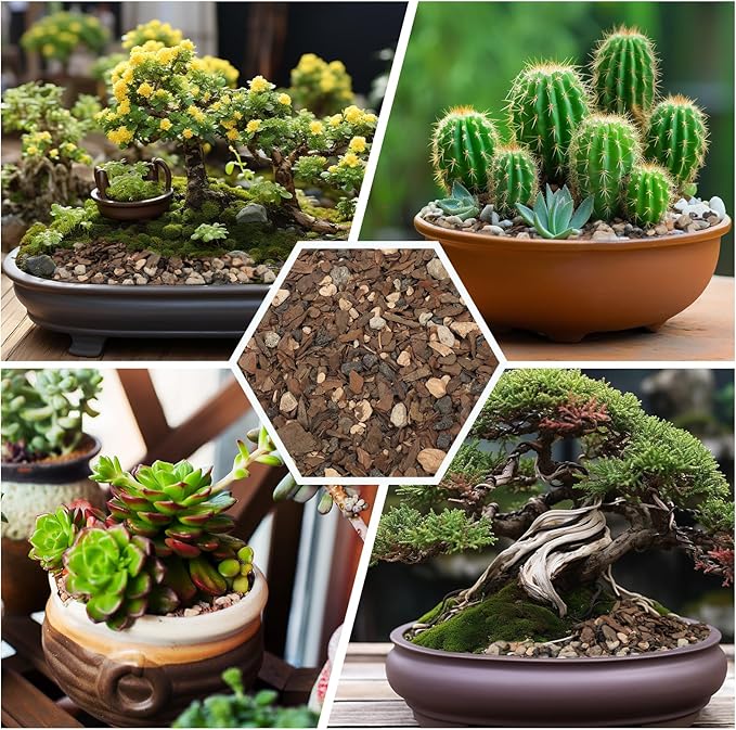 Bonsai Soil Mix 2qt, Potting Soil Mix Ready to Use for Bonsai Tree and Indoor Plants, Composed of Akadama, Lava Rock, Prumice, Bark