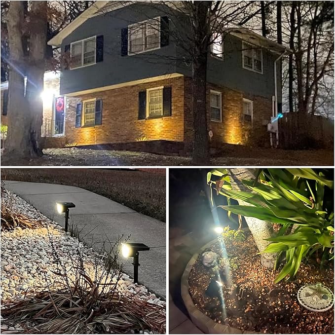 Solar Lights Outdoor Waterproof IP65, 76 LED 3 Lighting Modes Solar Spot Lights Outdoor Yard Garden Landscape Pathway (Warm White, 4 Pack)
