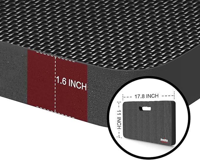 Extra Thick Kneeling Pad Comfy Foam Kneeler Mat Garden Knee Pad Cushion for Gardening Planting Yard Work Prayer Yoga Mechanic Exercise Workout Baby Bath 18 x 11 x 1.5 Inch Large Black 1 Pack