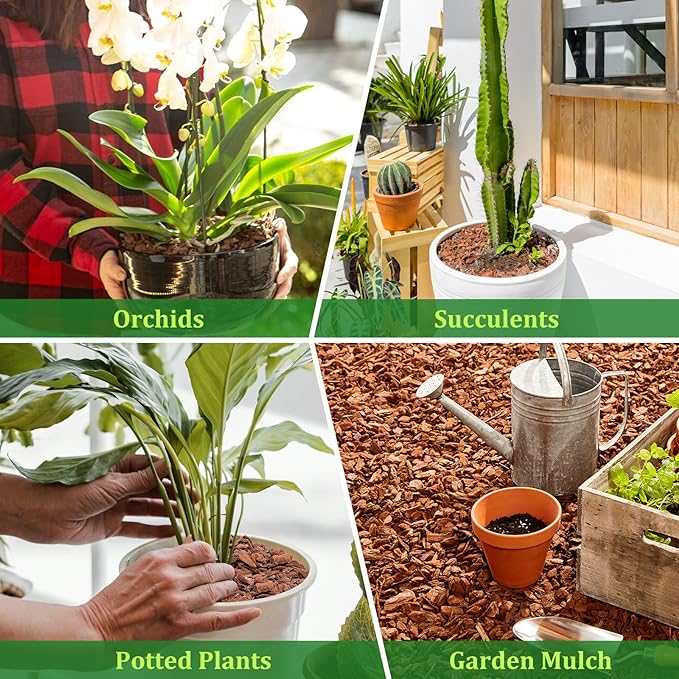 Legigo 4 Quarts Organic Orchid Potting Bark- All Natural Orchid Bark Potting Mix Pine Bark Wood Chips for Houseplant Mulch, Orchid Plants Root Development