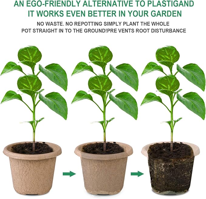 ANGTUO 30 Pcs Peat Pots for Seedlings, 4.33 inch Biodegradable Seed Nursery Pot with Drainage Holes, Seedling Pots Include 20 Labels