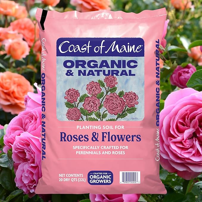 Coast of Maine Roses and Flowers, 20qt (Pack of 4) Organic and Natural Planting Soil for Roses, Annual and Perennial Flowers