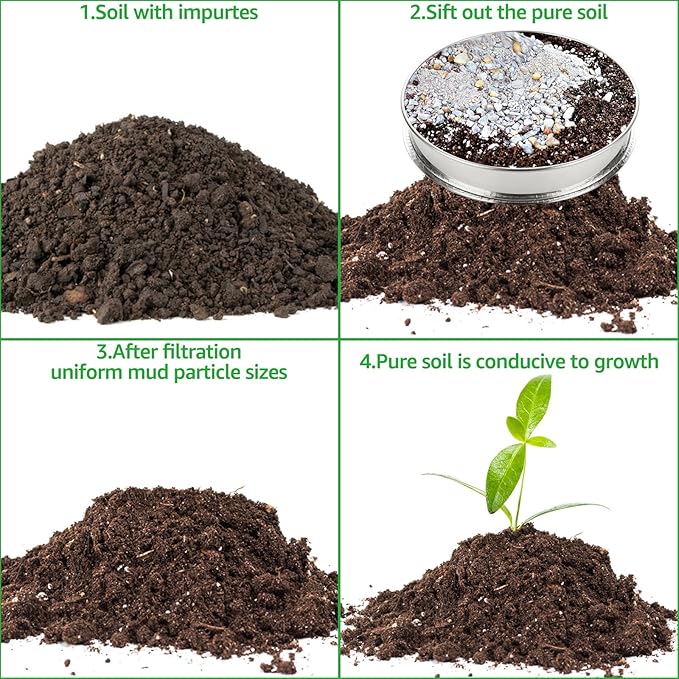 2 Pack 12" Soil Sifter 1/4" Rock Dirt Sifter Sand Sifter Stainsteel Steel Compost Sifter Soil Sifter Sieve for Gardening (6mm)