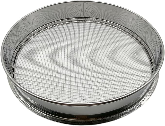 Soil Sieve for Garen -12 inches Soil Sifter for Rocks Compost-Sifting pan (1/12”Mesh Screen)