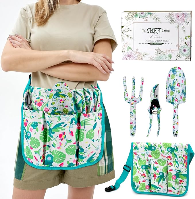 Gardening Gifts for Women,3 PCS Floral Print Gardening Tools Include Hand Rake,Pruner and Trowel, Exquisite Packaging Garden Gifts for Mom and Ladies