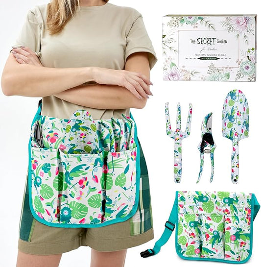 Gardening Gifts for Women,3 PCS Floral Print Gardening Tools Include Hand Rake,Pruner and Trowel, Exquisite Packaging Garden Gifts for Mom and Ladies