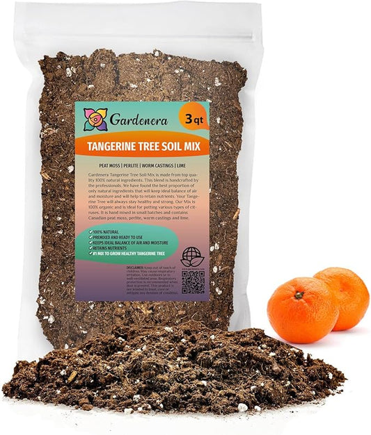 Gardenera's Professional Grade Soil Mix for Tangerine Trees : The Secret to Thriving Indoor Citrus Trees - 3 Quart
