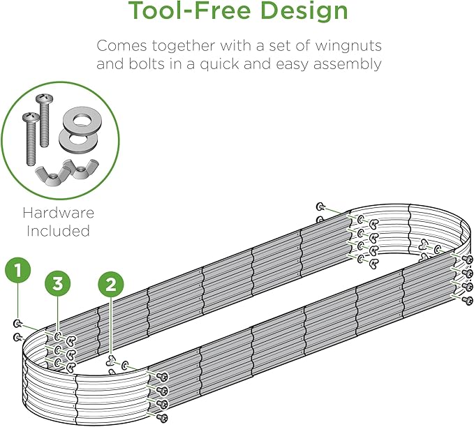 Best Choice Products 8x2x1ft Outdoor Metal Raised Garden Bed, Oval Deep Root Planter Box for Vegetables, Flowers, Herbs, and Succulents w/ 108 Gallon Capacity - Dark Green