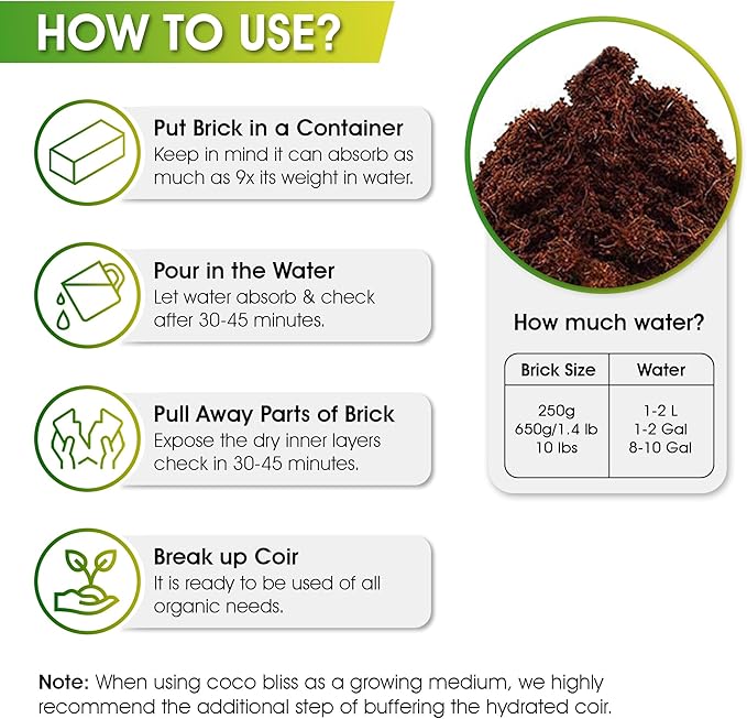 Premium Coco Coir Bricks, 4 Pcs, 100% Organic Compressed Coconut Coir Starting Mix with Low EC & pH Balance for Gardening, Potting Soil, Herbs, Flowers, and House Plants