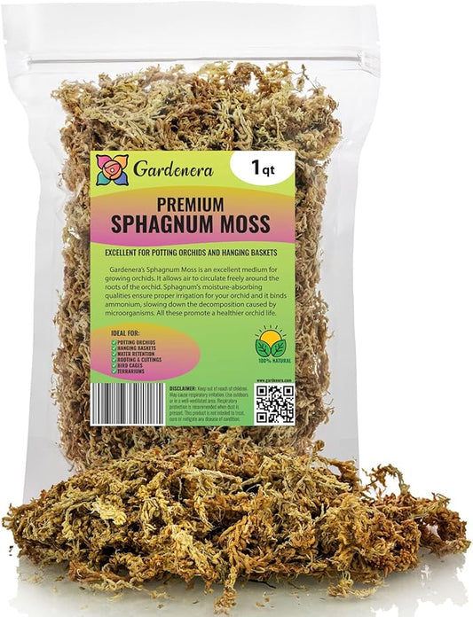 Premium Grade Sphagnum Moss by Gardenera - Organic Hand Mixed New Zealand Long Fibered Sphagnum Moss Orchid - 1 Quart
