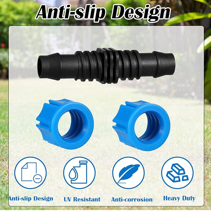 50 Pcs Drip Irrigation Connector Blue Drip Tape Coupling 5/8 Inch Universal Joint Drip Line Connectors Drip Irrigation Tools Fittings Compatible with Most 16-17 mm Drip Tube or Sprinkler System