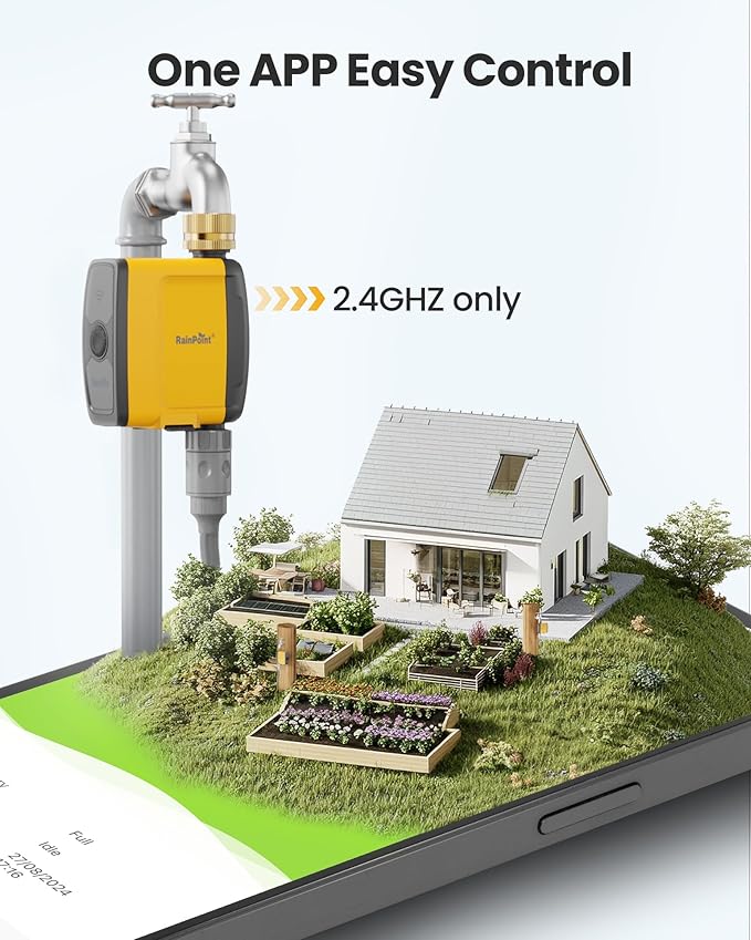 RAINPOINT WiFi Water Timer, Smart Sprinkler Timer Hose Timer WiFi Irrigation Controller, Wireless Watering System Valve, APP & Voice Control, Weather-Based Automatic Rain Delay, Brass Inlet